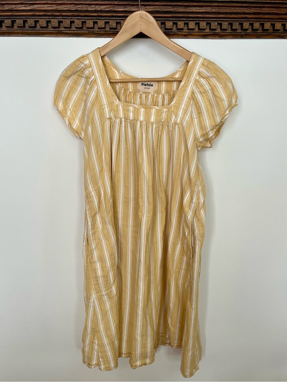 Pietsie Yellow & White Striped Cotton Dress